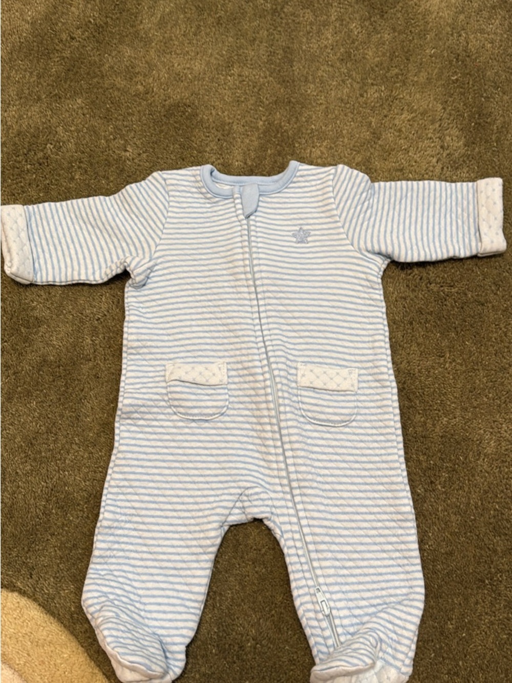 Little Me Light Blue Striped Baby One-Piece Footed Sleeper